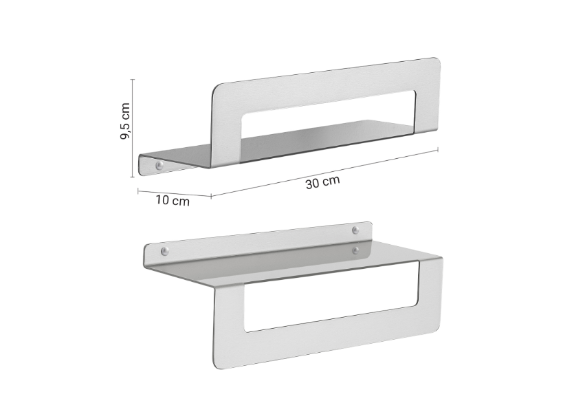 Mensola spazzolato con porta asciugamani cm 30 "Cleo"