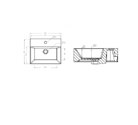 Lavabo in ceramica bianco 50 X 42 cm MOD. LA64