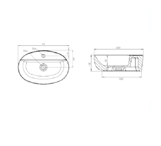 Lavabo in ceramica bianco 60 X 40 cm MOD. LA63