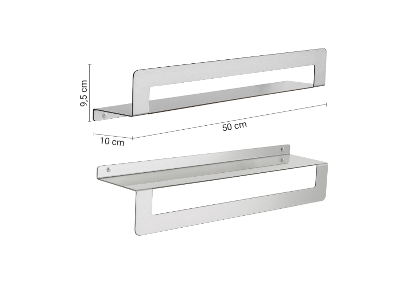 Mensola spazzolato con porta asciugamani cm 50 "Cleo"