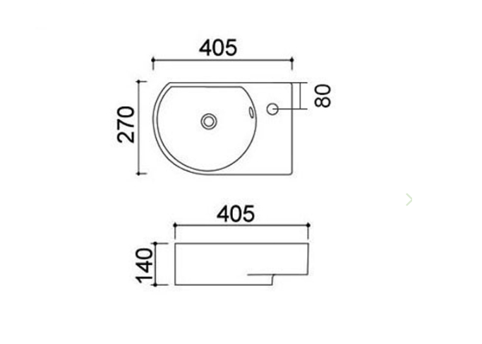 Lavabo a parete in ceramica sinistro bianco 40.5 X 27 cm MOD. LP92
