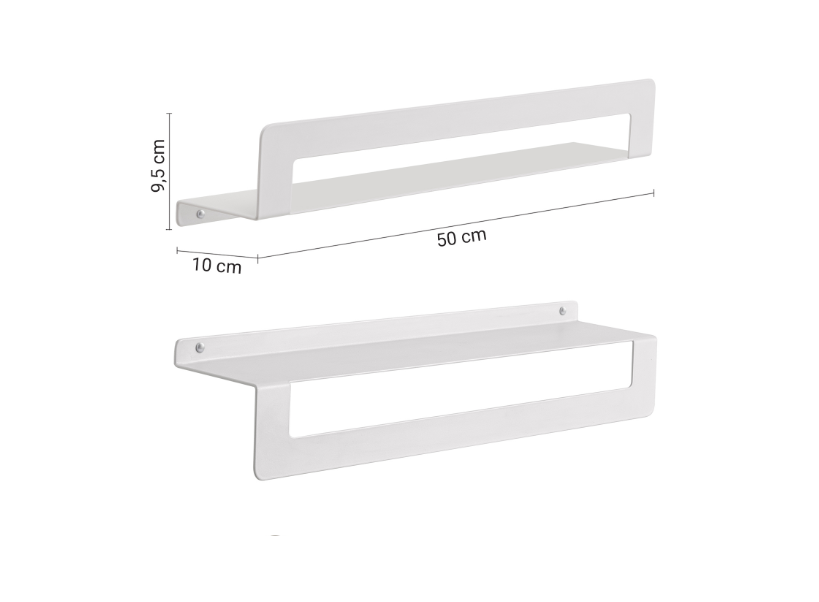 Mensola bianco matt con porta asciugamani cm 50 "Cleo"