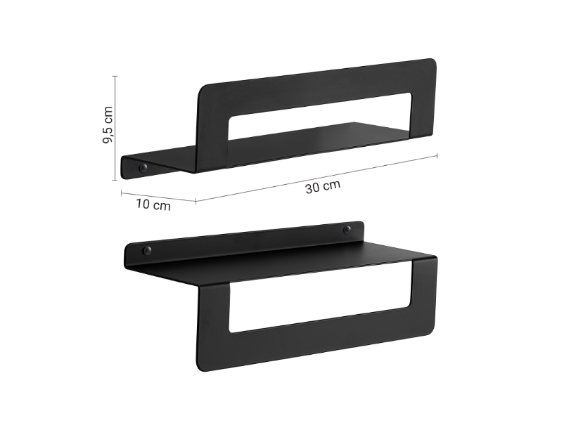 Mensola nero matt con porta asciugamani cm 30 "Cleo"