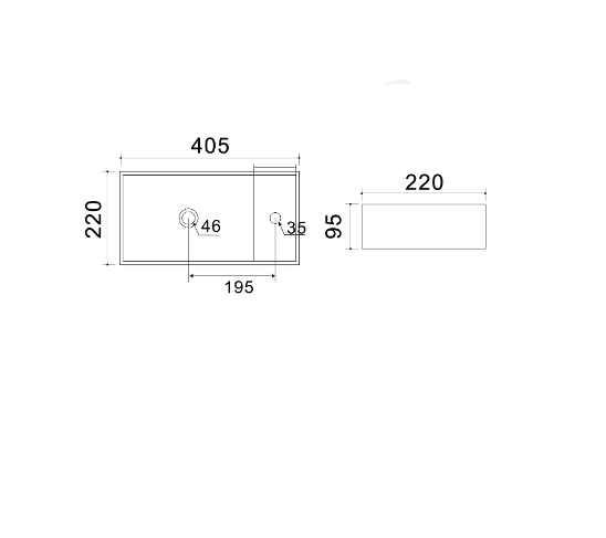 Lavabo in ceramica bianco 40,5 X 22 cm MOD. LA75