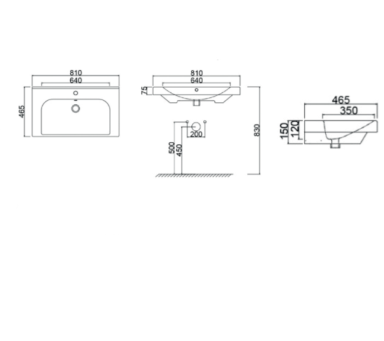 Lavabo in ceramica bianco 81 x 46 cm MOD. LC28
