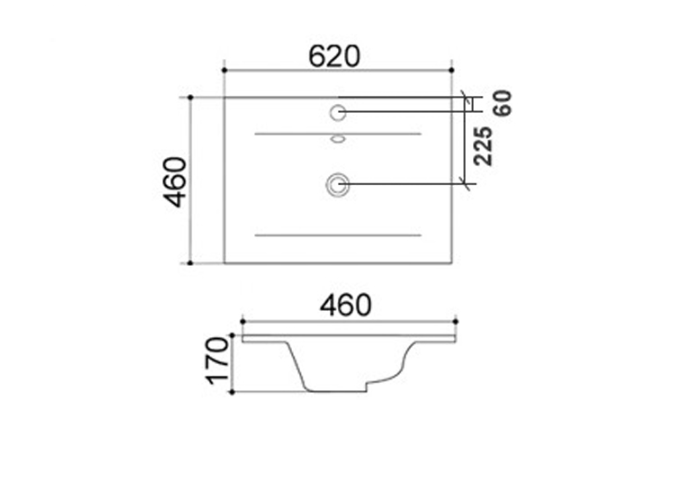 Lavabo soprapiano in ceramica bianco 62X46 cm MOD. LS67