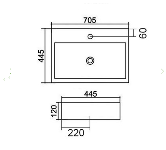 Lavabo in ceramica bianco 70.5 X 44.5 cm MOD. LA46