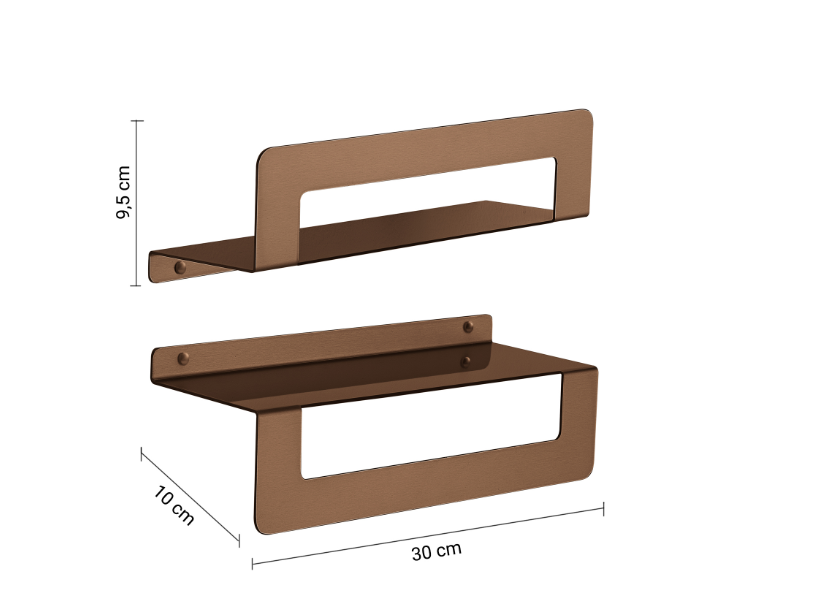 Mensola oro rosa con porta asciugamani cm 30 "Cleo"