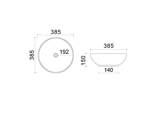Lavabo da appoggio nero in ceramica diam. 38,5 cm MOD. LVM02