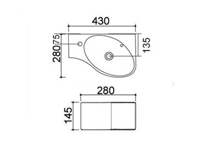 Lavabo a parete in ceramica bianco 43 X 28 cm MOD. LP91