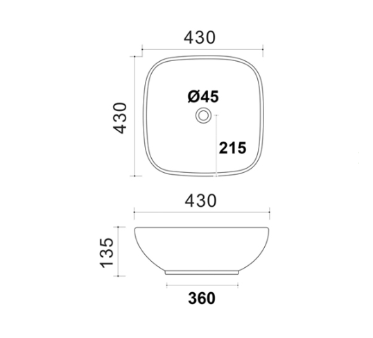 Lavabo in ceramica bianco 43 X 43 cm MOD. LA55