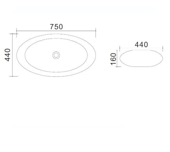 Lavabo in ceramica bianco 75 X 44 cm MOD. LA67