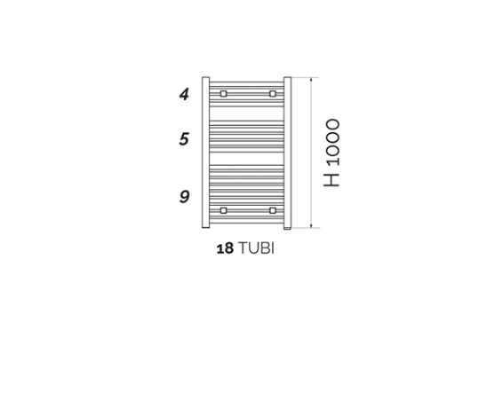 Termoarredo design antracite tubi quadrati H 1000 x Int. 470 (mm)