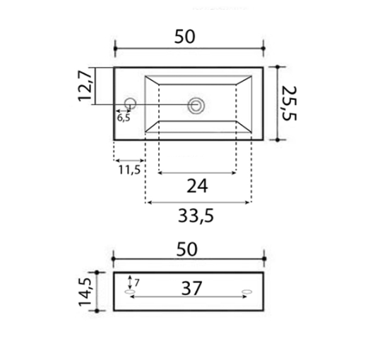 Lavabo in ceramica bianco destro 50 X 25.5 cm MOD. LA47