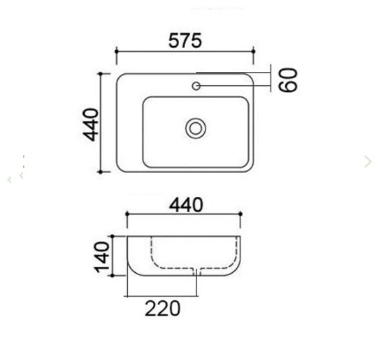 Lavabo in ceramica bianco 57.5 X 44 cm MOD. LA44