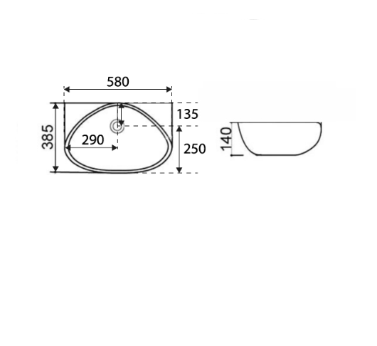 Lavabo in ceramica bianco 58 X 38.5 cm MOD. LA35
