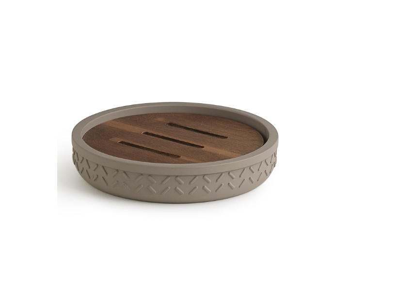 Bamboom porta sapone grigio/naturale "Thea"