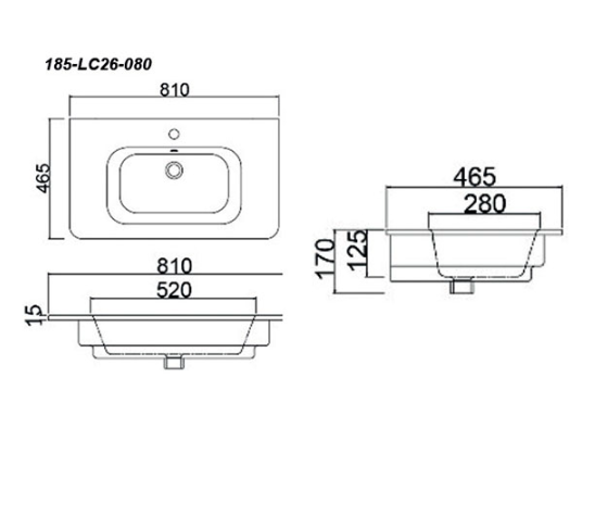 Lavabo in ceramica bianco 81 x 46 cm MOD. LC26