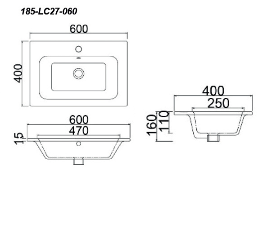 Lavabo in ceramica bianco 80 x 40 cm MOD. LC26