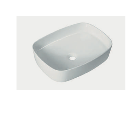Lavabo rettangolare stondato d'appoggio