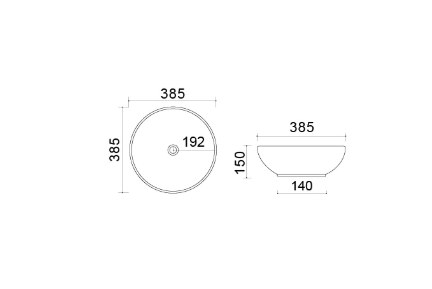 Lavabo da appoggio in ceramica bianco 38,5 cm MOD. LVA02