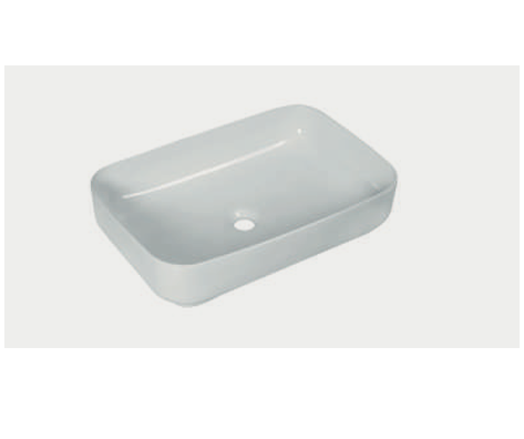 Lavabo rettangolare stondato d'appoggio