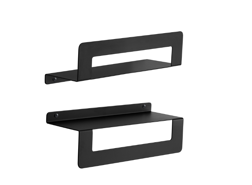 Mensola nero matt con porta asciugamani cm 30 "Cleo"