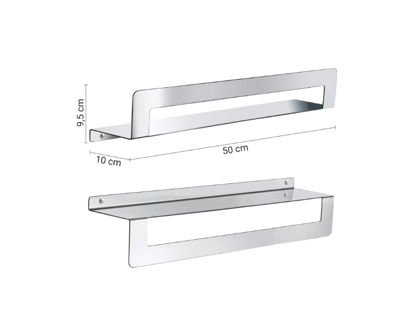 Mensola cromata con porta asciugamani cm 50 "Cleo"