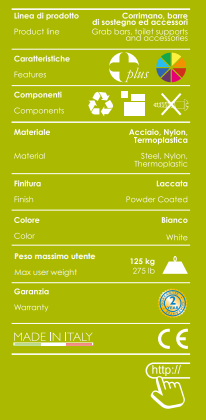 Barra ribaltabile su colonna laccata bianca 60 cm