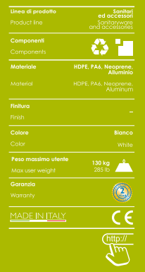 Alzawater universale con fermo a vite centrale e braccioli ribaltabili