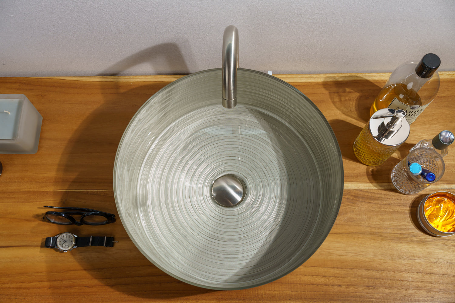 Circle Lavabo vetro soffiato colore Silver cold Ø 39,5