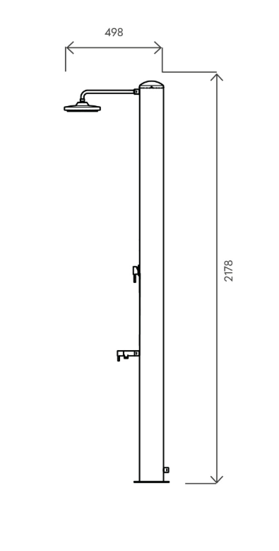 Doccia solare Tevere N 28L Inox nero opaco miscelatore e lavapiedi