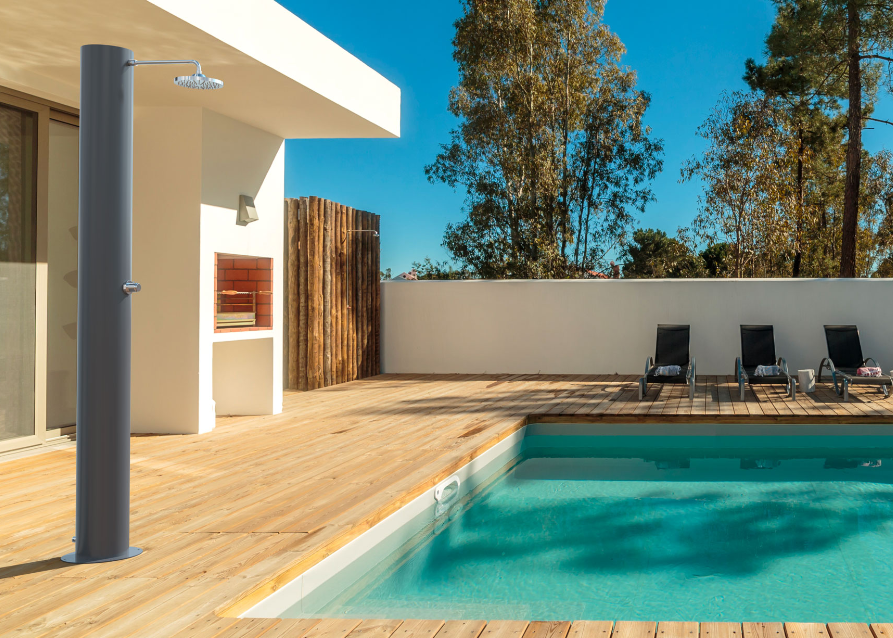 Doccia solare Arno TA 70L Inox grigio ardesia miscelatore temporizzato