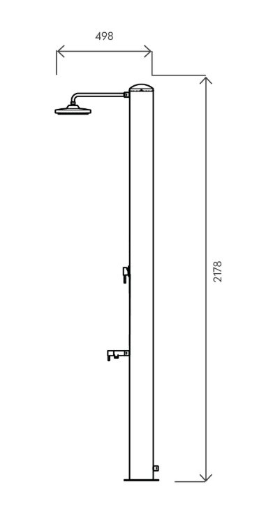 Doccia solare Tevere B 28L Inox bianco perla miscelatore e lavapiedi