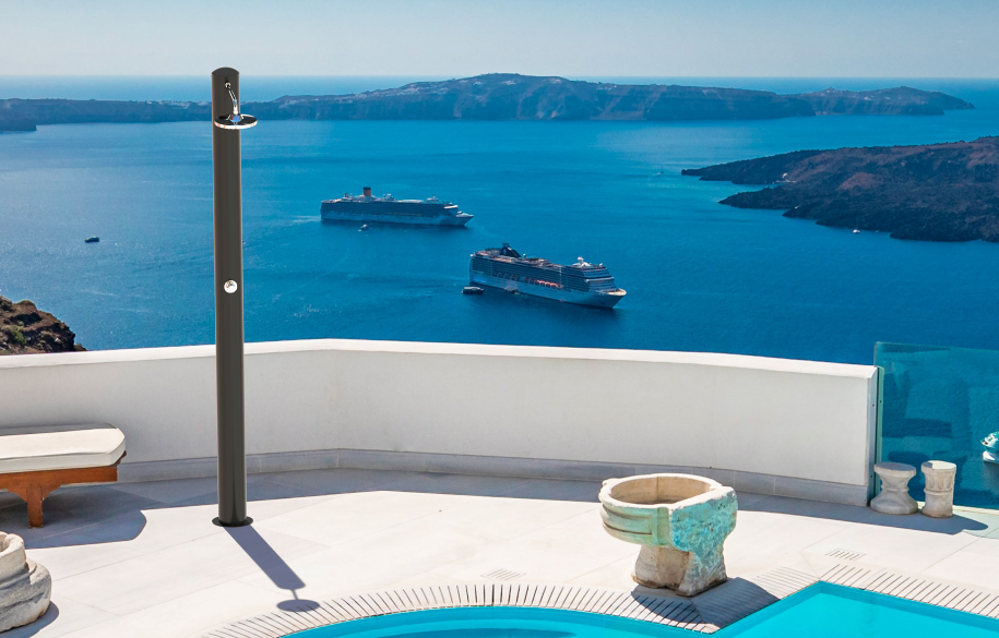 Doccia solare Tevere TN 28L Inox nero opaco miscelatore temporizzato