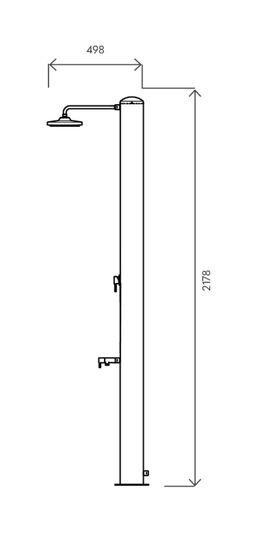 Doccia solare Tevere X 28L Inox satinato miscelatore e lavapiedi