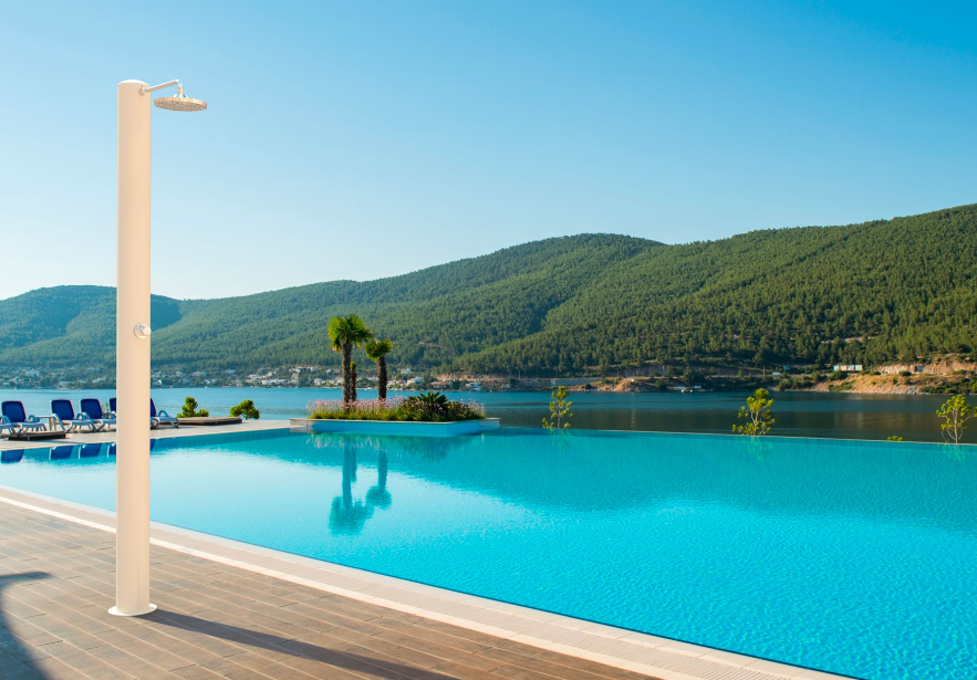 Doccia solare Tevere TB 28L Inox bianco perla miscelatore temporizzato