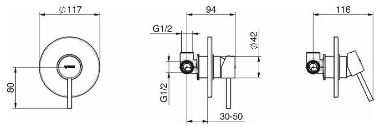 Miscelatore monocomando da incasso cromato per doccia Tiemme serie Fly Pin