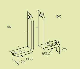 Corrimano a 90° sinistro laccato nero 30x60 cm