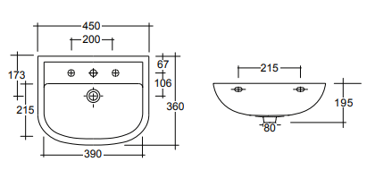 Lavabo a parete tondo in ceramica bianca modello Jesolo