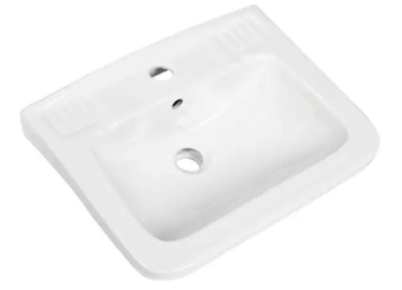 Lavabo a parete quadrato in ceramica bianca