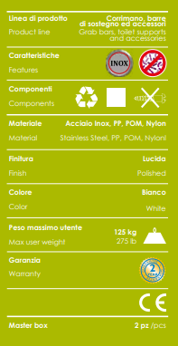 Barra ribaltabile da muro satinata 70 cm