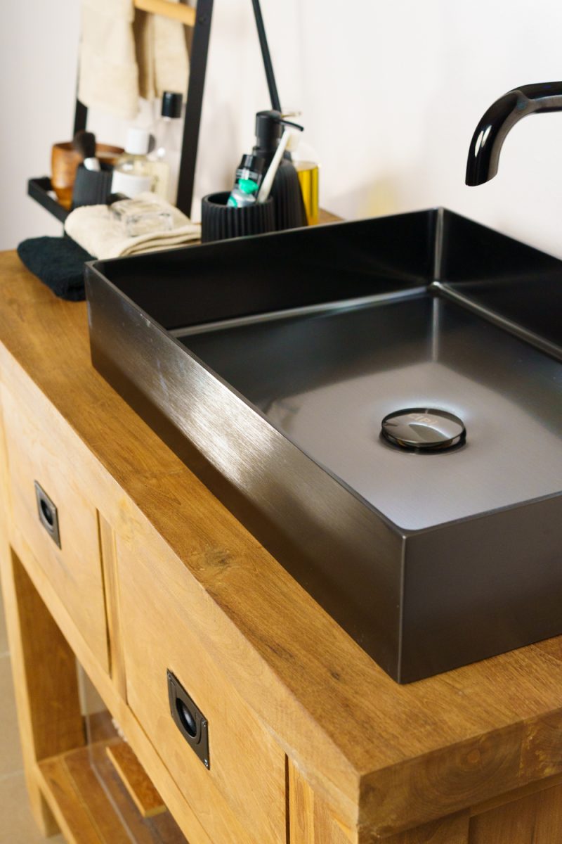 Lavabo Titanio Nero - in Acciaio - Rettangolare - da appoggio "Foyer"