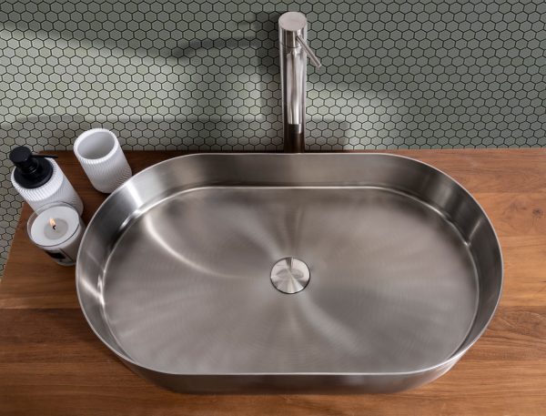 Lavabo - in Acciaio - Ovale - da appoggio "Foyer"