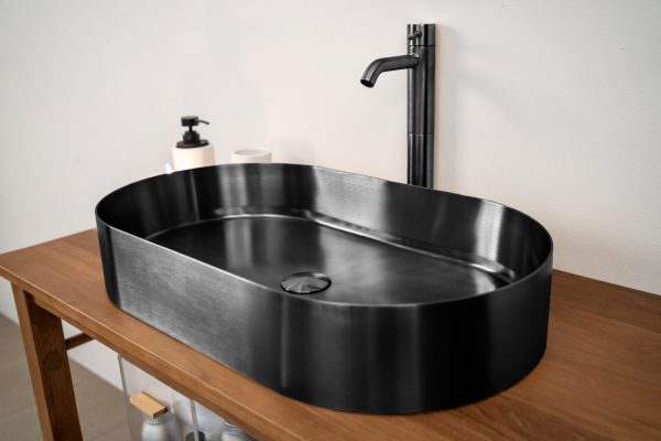 Lavabo Titanio Nero - in Acciaio - Ovale - da appoggio "Foyer"