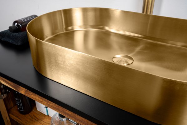 Lavabo Oro Matt - in Acciaio - Ovale - da appoggio "Foyer"