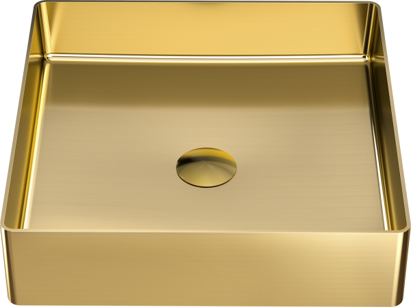 Lavabo Oro matt - in Acciaio - Quadrato - da appoggio "Foyer"