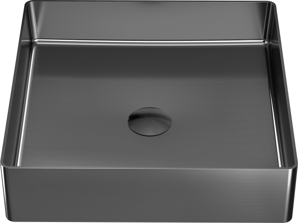 Lavabo Titanio Nero - in Acciaio - Quadrato - da appoggio "Foyer"