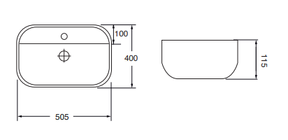 Lavabo da appoggio in ceramica bianca con foro modello Drv 50