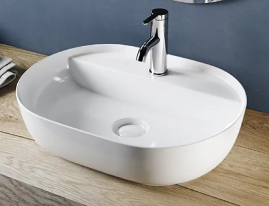 Lavabo da appoggio in ceramica bianca con foro modello Drv 50